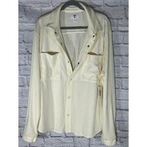 NEW Mode of One Men's Cream Long-Sleeve Knit Snap-Front Shirt - Size X-Large